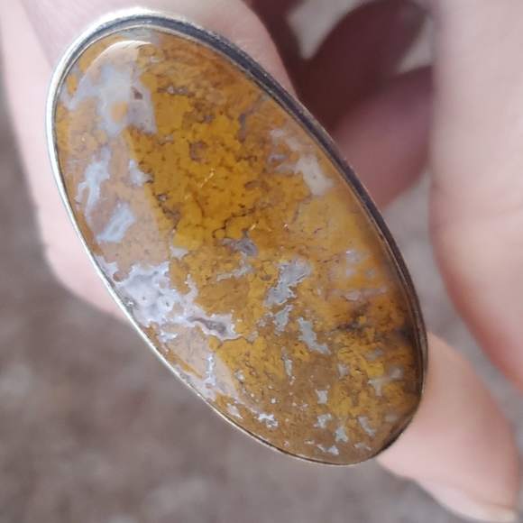 New Overzized Seam Agate 925 Silver Statement Ring. - Picture 14 of 16